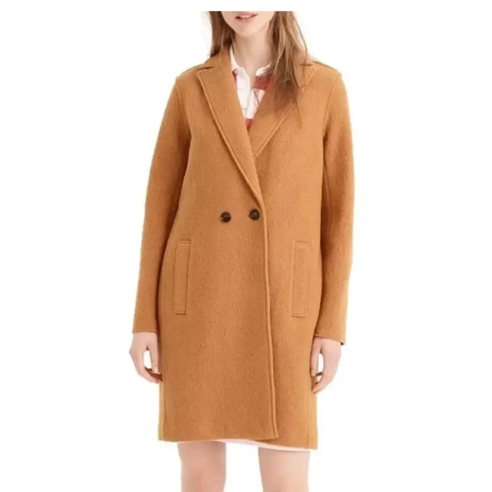 J. Crew 4 Boiled Italian Wool Mustard Yellow Pea Coat